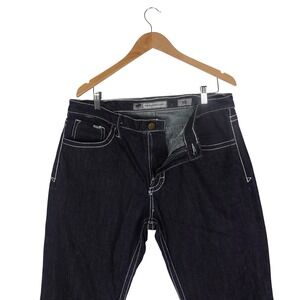 Tyler Straight Men Dark‎ Wash Denim Jeans White Contrast Stitch 36x32